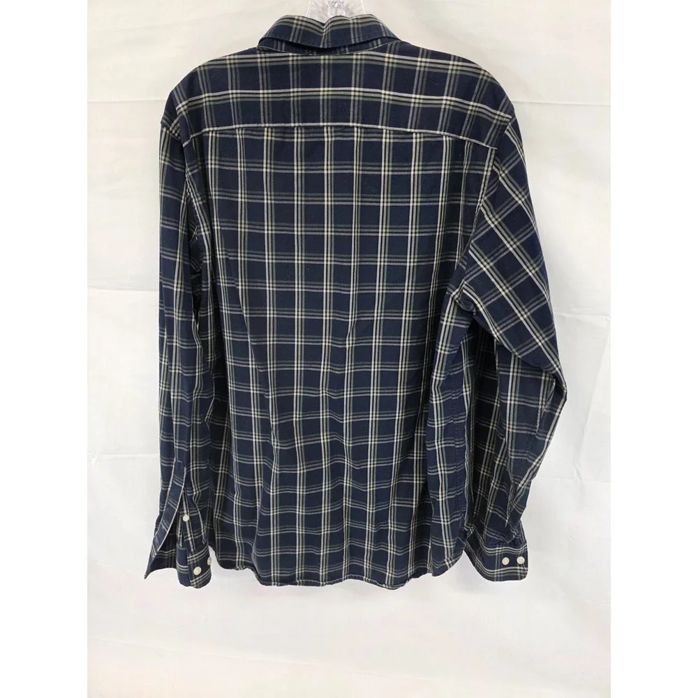 Banana Republic Soft Wash Slim Fit Plaid Button Down Shirt Mens Large Blue Green